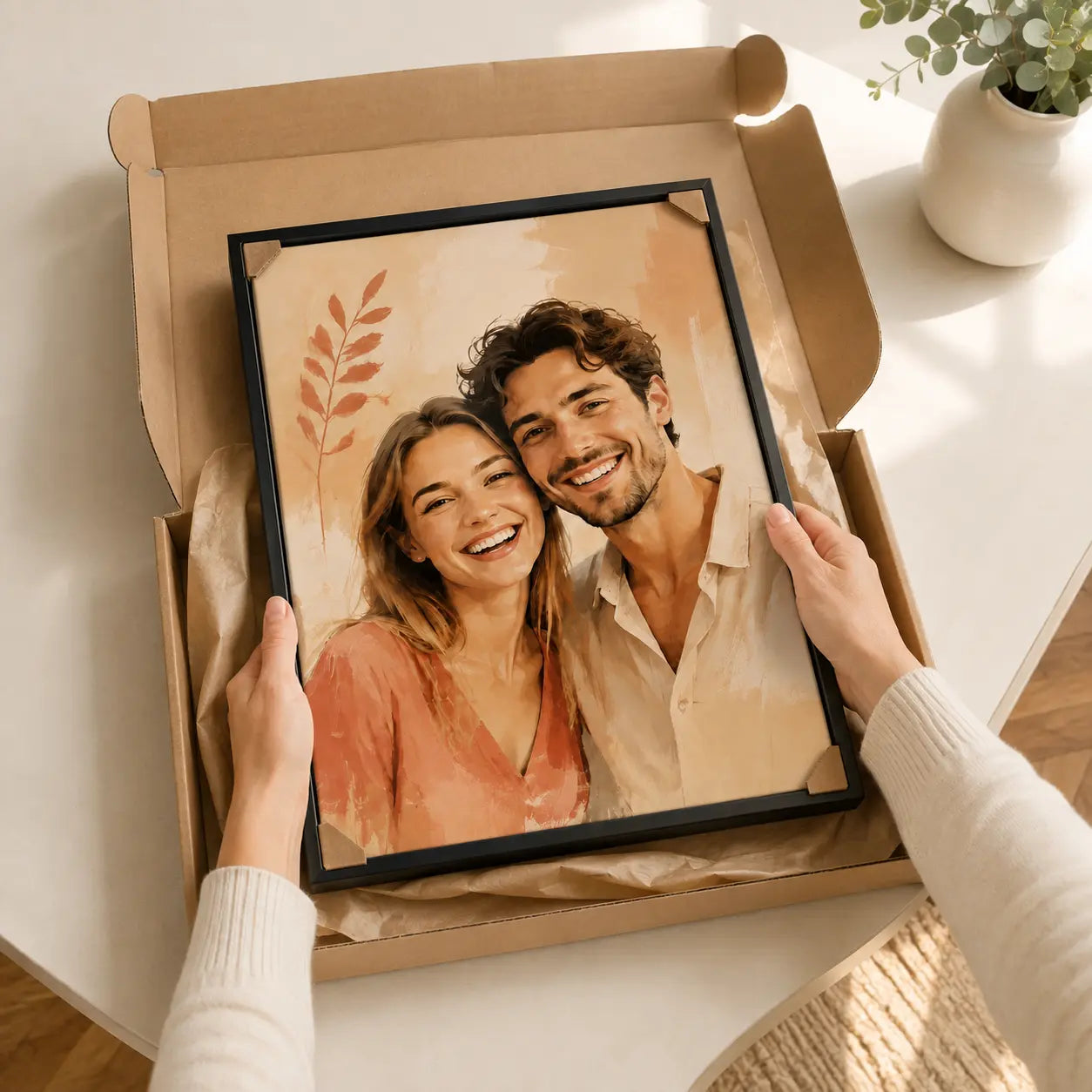 Déballage du portrait personnalisé encadré