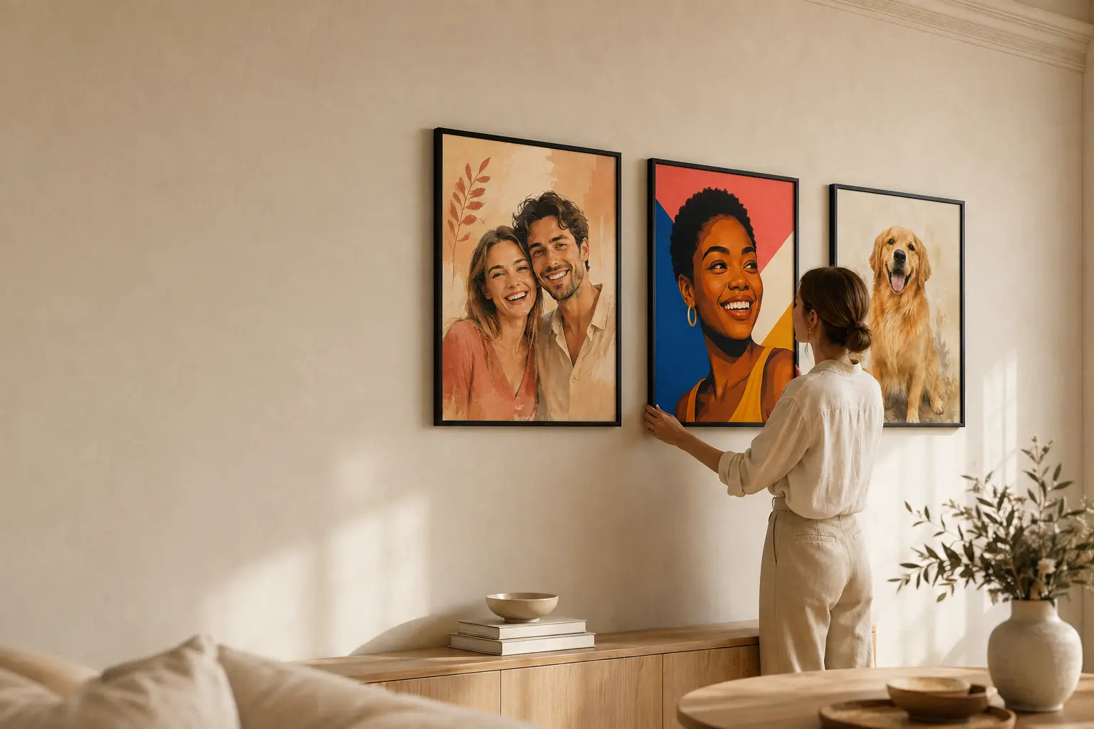 Galerie de portraits personnalisés Clic Portrait dans des cadres noirs